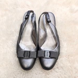 Salvatore Ferragamo Grey Slingback Pumps